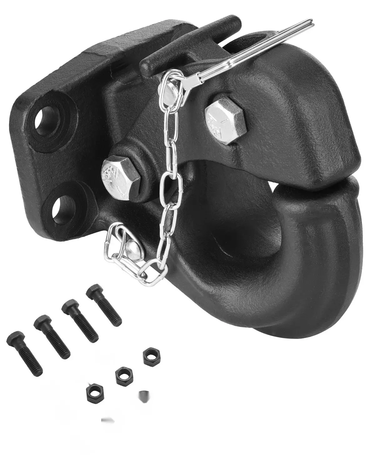 Pintle Hitch Receiver for 2.5 to 3 Inch Lunette Ring, Heavy Duty 30,000 LBS Capacity Gooseneck Trailer Hitch, Compatible with Dump, Flatbed, Utility Trailers, All Hardware Included