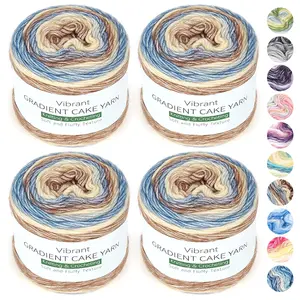 4 Pack of 100g/3.52 oz, Yarn for Crocheting Knitting-Gradient Yarn Cake-Soft DK Light Weight #3-60% Cotton 30% Acrylic 10% Wool-Perfect for Scarves, Shawls, Blankets and Garments