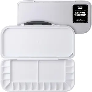 Airtight 18-Well Watercolor Palette with 2 Mixing Areas and Lid - Folding Paint Tray