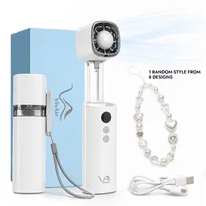 VivAir Portable Mini Fan Handheld Turbo Cooling Fan - 100 Adjustable Levels 3000mAh Rechargeable, 16700RPM, LED Display, 170° Rotation, Small Travel Essentials for Outdoor Activities, Travel, Beach Vacation, Gifts for Women, Men(White)