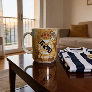 Real Madrid Official Coffee Mug - Gold Logo Design for Fans - Perfect Gift for Madrid CF Supporters