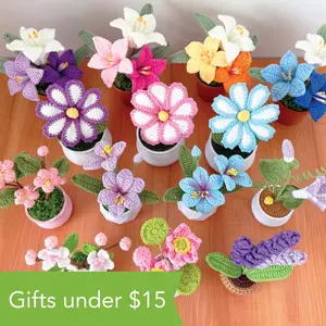 Handmade Crochet Flowers | Rose | Sakura | Daisy | Lemon | Lavender | Lily | Avocado | Lotus | Gifts under 15 dollars | Birthday Christmas Decor Decorative