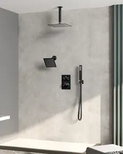 12" High-Pressure 2.5 GPM Ceiling Mount Rainfall Complete Shower System with Rough-in Valve | High pressure & Saves water | 7 Spray Patterns | Precision Temperature Control | Quiet Operation