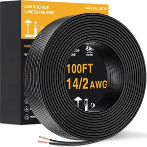 100FT 14 Gauge Low  Wire 14/2 Low  Landscape Wire, 14 Gauge Stranded Copper Wire Direct Burial Lamp Wire 14 AWG 2 Conductor Electric Wire for Landscape Lighting, ETL Listed
