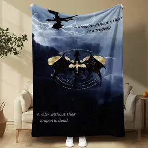 Fourth Wing Dragon Rider Bond Blanket, Dark Fantasy Flannel Throw, Slogan Print Blanket, Imperial Series Book Lover Gift, Home Decor, Sofa Bed Couch