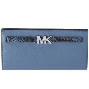 Pre-owned MICHAEL KORS Leather Small Leather Goods Reed Large Bifold Wallet Denim Blue Exotic Multi