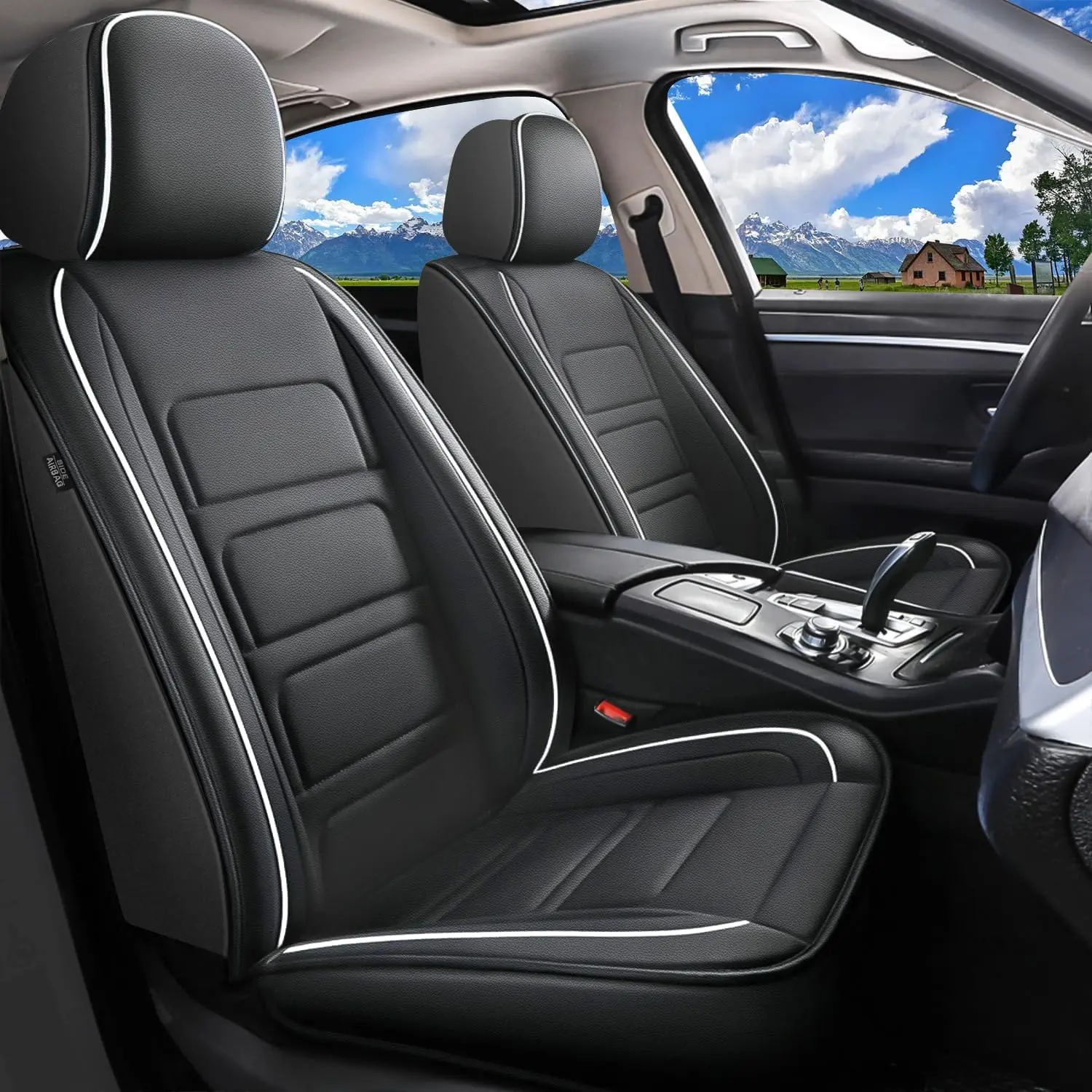 For Kia Optima 2002-2020 Seat Covers Auto Interior Accessories Luxury Waterproof Faux Leather Full Set Seat Protector Vehicle Cushion Compatible Airbag(5 Seats,Black)Vehicle interior accessories Universal