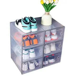 X\Large Shoe Storage Boxes 6\Pack StackableClear Plastic Organizers for Entryway, Closet,Under Bed & More in White & Black Shoe Storage Boxes Acrylic Display Rack Racks