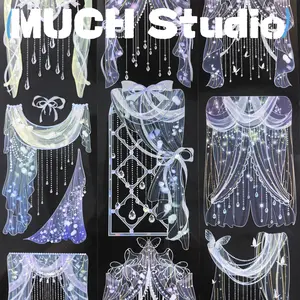 1pc (6*100cm) Whispering Colorful Tulle, Colorful Dreamy Sheer Curtain Translucent Decorative Tape Sticker, High-End Craftsmanship, Exquisite Pattern, Versatile, Perfect for Scrapbooking, Journal Decoration, Diaries, Notebooks, Greeting Cards, Photo Frame