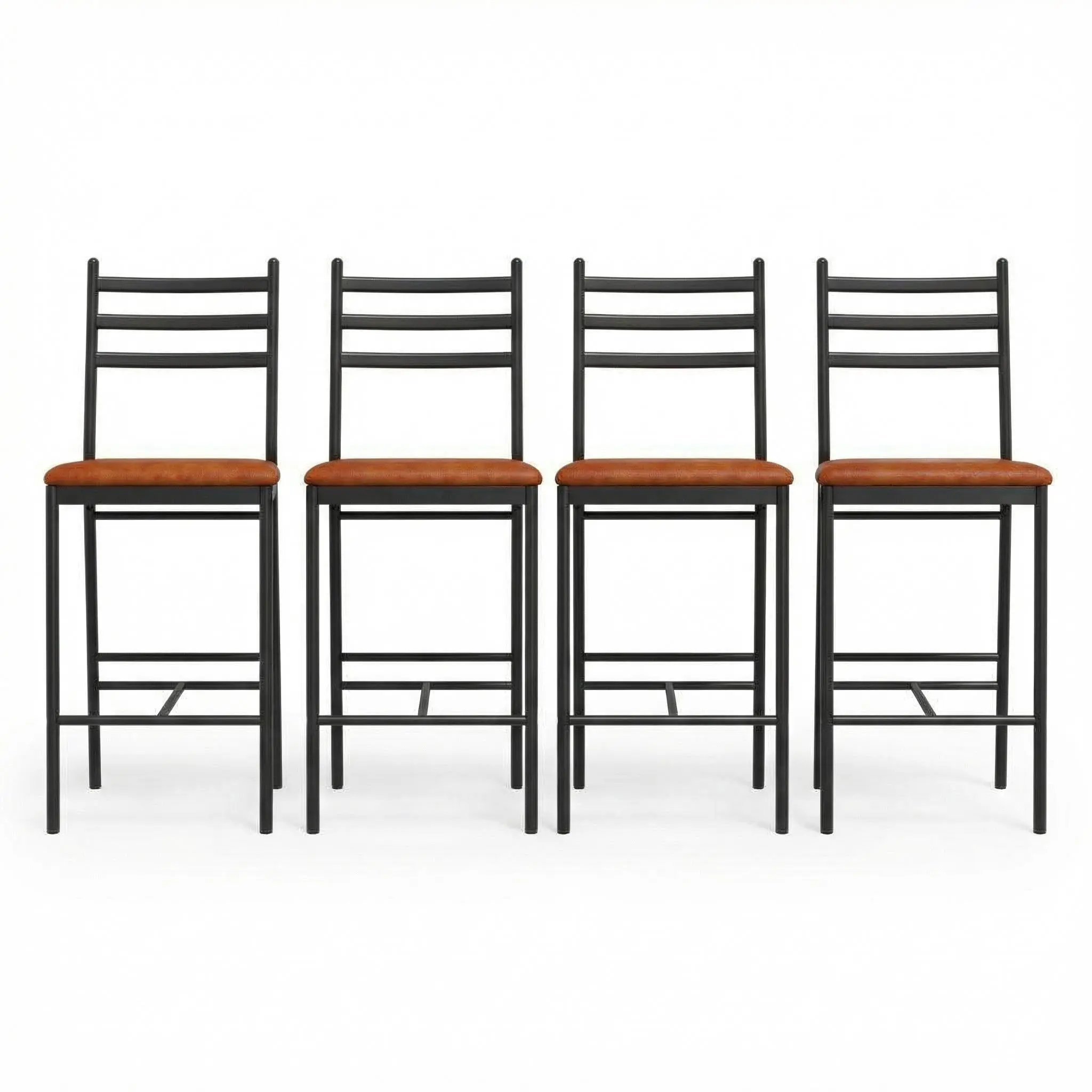 Garvee Set of Modern Counter Height Bar Stools and Chairs with Backrest, Footrest, and Thick Cushions, Available in Multiple Colors and Upholstery Styles, Ideal for Kitchen Islands, Counters, and Bars