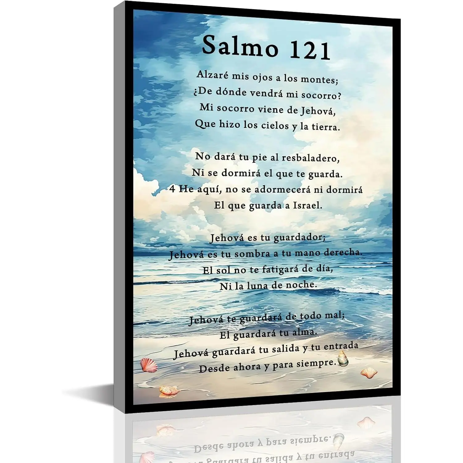 Christian Solid Wood Wall Hanging - Psalms 121 Ocean Graphic Print Poster, Fade-Resistant Religious Decoration, Gift-Ready Decor for Dining Room & Bedroom, Wedding & Bar Home Supplies Christian Gift