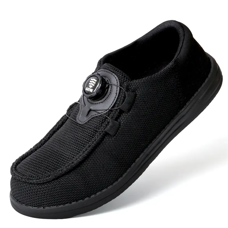 Men's Polyester Minimalist Pull-On Round Toe Loafers - Lightweight, Comfortable, Non-Slip Work & Safety Footwear, Wear-Resistant Summer Shoes