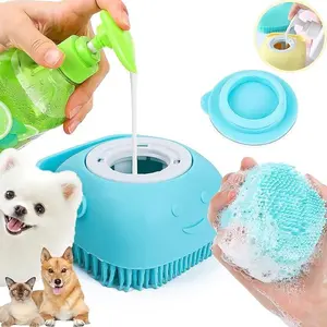Summer Pet Bath Soap Dispenser Massage Brush, Silicone Massager Shampoo Dispensing Brush, Easy To Use, Christmas Comfort Dog Bath Shampoo Brush, Pet Massage Brush, Pet Clean Products, Grooming, Dog Ear Cleaning, Cleaner head detachable durable accessory