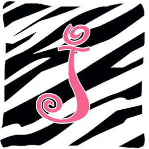212 MAIN Monogram Initial J Decorative Pillow - 14x14 in. Zebra Stripe & Pink Sunbrella Polyester Fabric, Fade-Resistant, Stain-Resistant, Machine-Washable Indoor/Outdoor Cushion