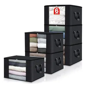 2/3/4/6/8/10 Pcs Foldable Storage Bags, Thick Fabric Blanket Organizer, Bedroom Closet Clothes Quilt Container, Easy to Store and Organize