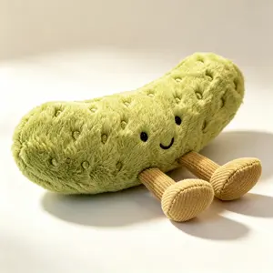 Cute Pickle Stuffed Animal Plush Toy, Ultra Soft Huggable Cotton Pickle Doll with Adorable Face & Tiny Feet, Novelty Plushie Gift for All Ages