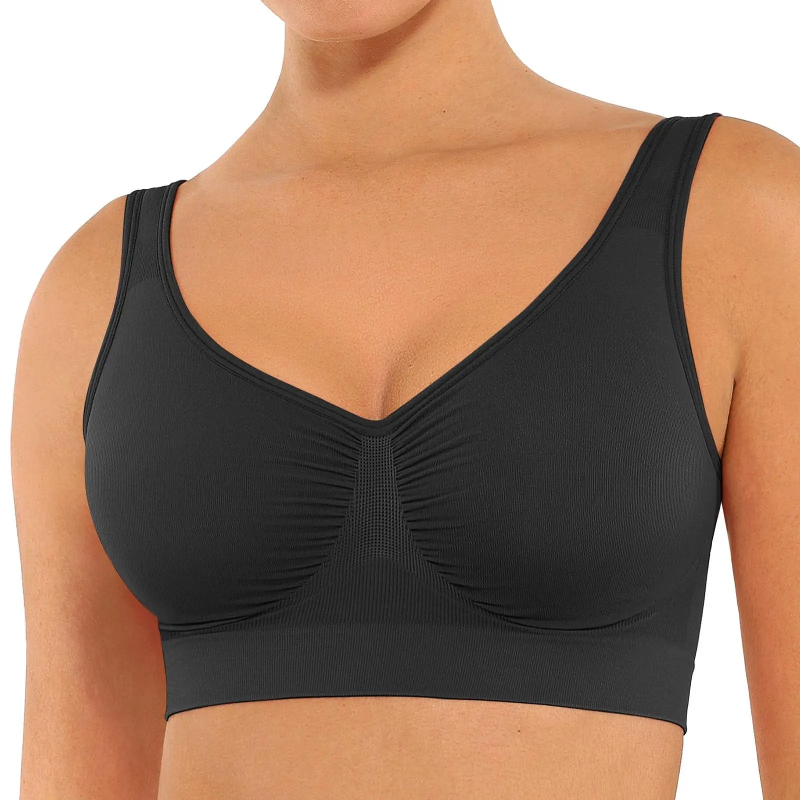 Black Wider strap unpadded bra