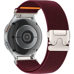 Elastic Nylon Band for Samsung Galaxy Watch 7 6 4 5 Bands Men Women 40mm 44mm/Galaxy Watchs 6 4 Classic 47mm 43mm 42mm 46mm/5 Pro 45mm/Active 2/FE, 20mm Stretchy Parachute buckle Watch Band