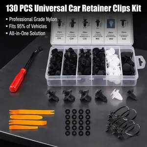 HE26 130PCS Universal Car Retainer Clips Kit with Heavy-Duty Removal Tools 🚗- Fix Door Panels, Fenders & Interior Trim Like a Pro! Automotive Accessories