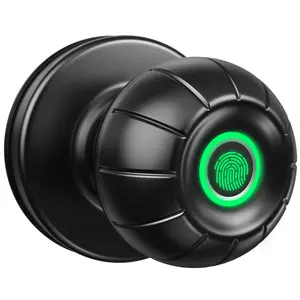 Smart Door Knob - Fingerprint Door Lock Quick Access Biometric Doorknob Keyless Entry Finger Print Door Knobs for Bedroom, Garage, Office, Closet, Pantry