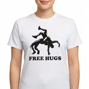 Free Hugs Wrestling T-Shirt, Unisex Funny Grappling Graphic Tee, Novelty Combat Sports Short Sleeve Apparel, Aesthetic Sarcastic Wrestler Gift Fashion Top, Viral Trendy Athletic Humor Streetwear Shirt