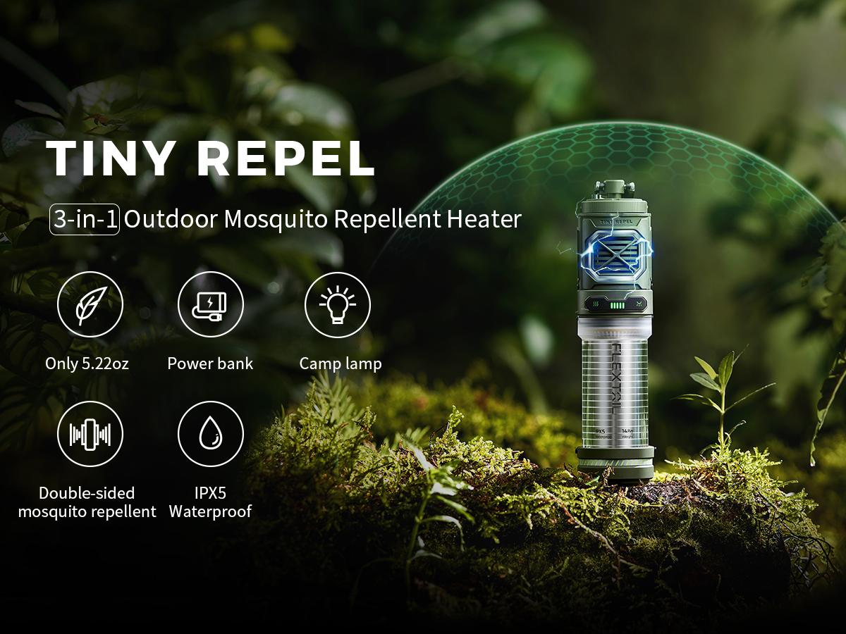 FLEXTAIL Tiny Repel - Rechargeable Mosquito Repellent, 329°F Heating, 30ft Protection Zone for Outdoor Camping Backpacking Patios (Repellent Pads Not Included)  Multifunction Durable