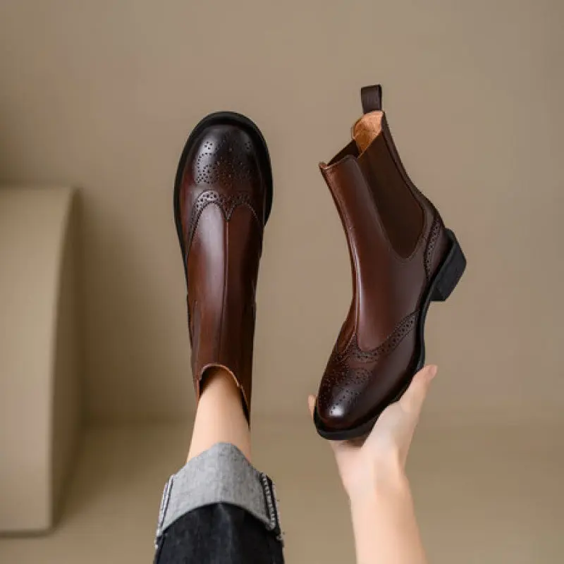 Women's Darby Leather Brogue Fashion Boots