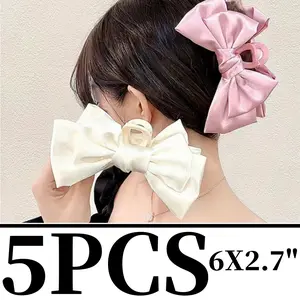 5Pcs Jumbo Hair Claw Clips for Thick Hair, 5 Inches Extra Large Non-Slip Hair Claws Rectangle Hair Clips for Buns Ponytails Strong Hold Hair Accessories for Women Girls