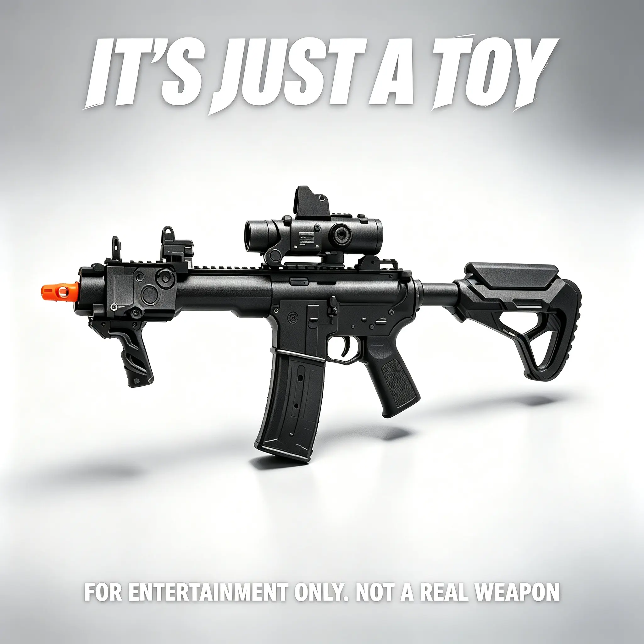 78cm Premium Electric Soft Dart Toy Blaster for Teen Boys, Non-Removable Blaze Orange Muzzle, Motorized Recreational Pretend Play Shooting Toy with Magazine, Collectible Display Piece for Outdoor Backyard Game, Ideal Birthday Holiday Gift Ages 14+