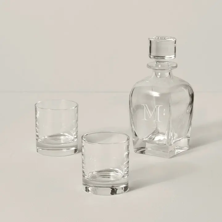 Personalized Tuscany Classics 3-Piece Whiskey Decanter & Glass Set