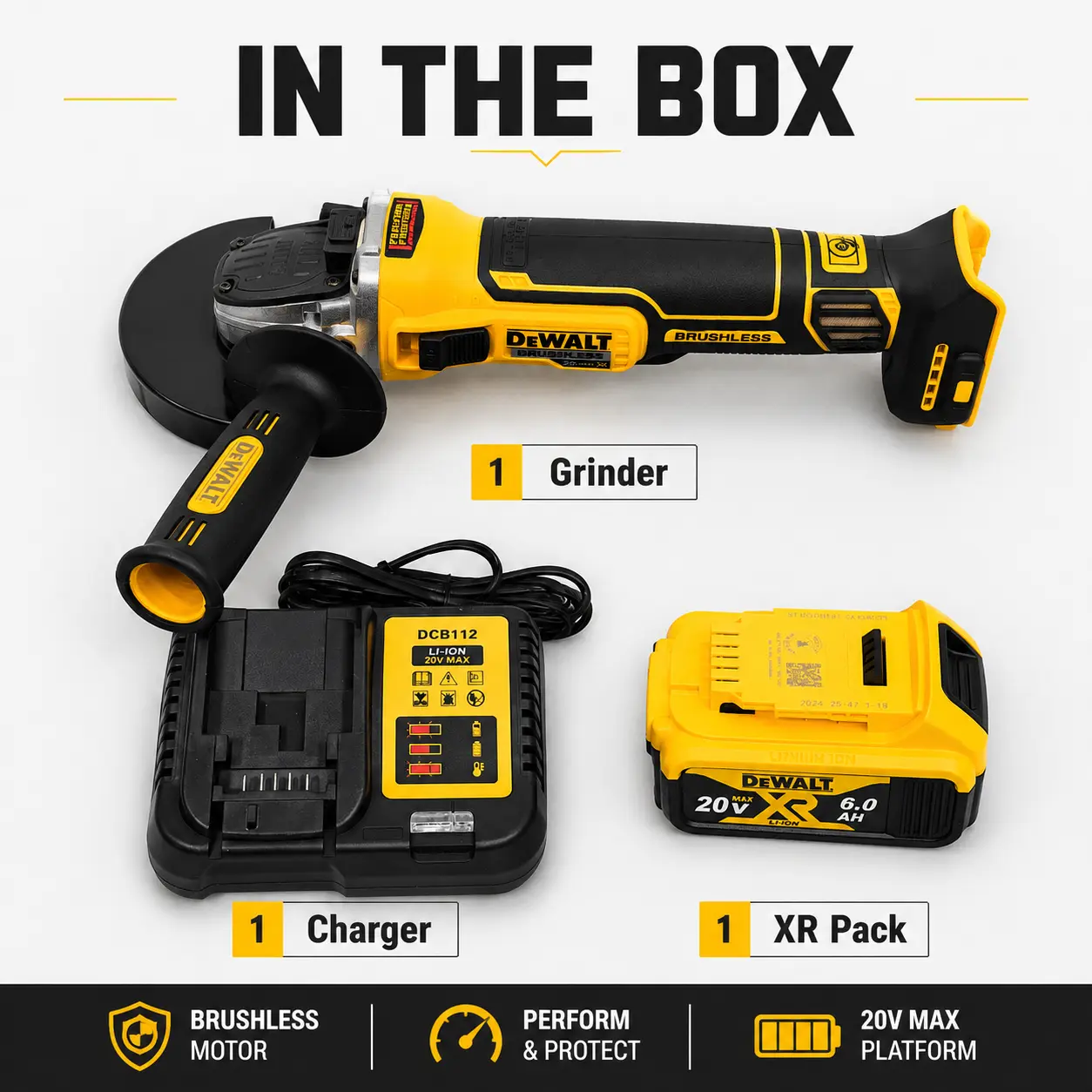 DEWALT DCG405NT 125MM 18V Cordless Brushless Angle Grinder with 9000RPM for Lithium-Ion DEWALT DCG405NT 125MM 18V Cordless Brushless Angle Grinder with 9000RPM for Lithium-Ion