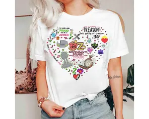 Descendants Zombies World Tour Heart T-Shirt, The Rise Of Red Characters Shirt, Descendants Concert, Summer Music Festival Outfits