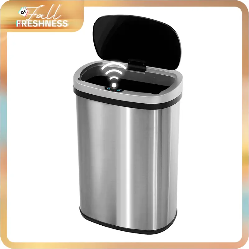 13 Gallon Trash Can for Kitchen Stainless Steel Automatic Garbage Can Touchless Motion Sensor, Exclude Battery Trash Can with Lid Anti-Fingerprint Mut