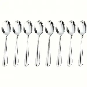 8-Piece Stainless Steel Coffee Dessert Cutlery Spoon Set, Mirror Polished, Durable, Suitable for Home, Cafe, Restaurant, Dishwasher Safe
