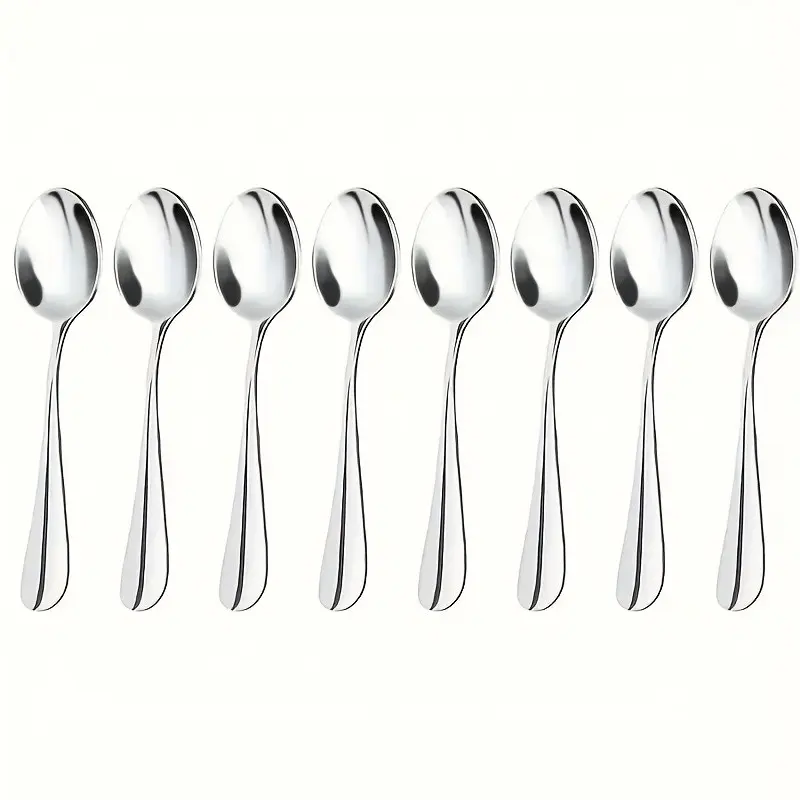 8-Piece Stainless Steel Coffee Dessert Cutlery Spoon Set, Teaspoon, Dessert Spoons, Mirror Polished, Durable, Suitable for Home, Cafe, Restaurant, Dishwasher Safe