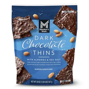 Member's Mark Dark Chocolate Thins with Almonds & Sea Salt | 20 oz – Sweet & Savory Indulgence