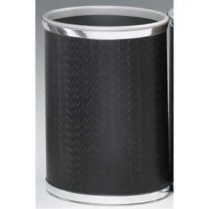 Eclipse 46374 San Remo Open-Top Home Trash Can - Kraftware Basket with Chrome Trim, Textured Body, Decorative Baby Room Household Waste Bin