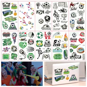10 Sheets Glow in The Dark Soccer Tattoos for Kids & Adults – Waterproof Football Face & Body Temporary Tattoos, World Cup Party Supplies, Game Day Fan Stickers, Birthday Party Favors