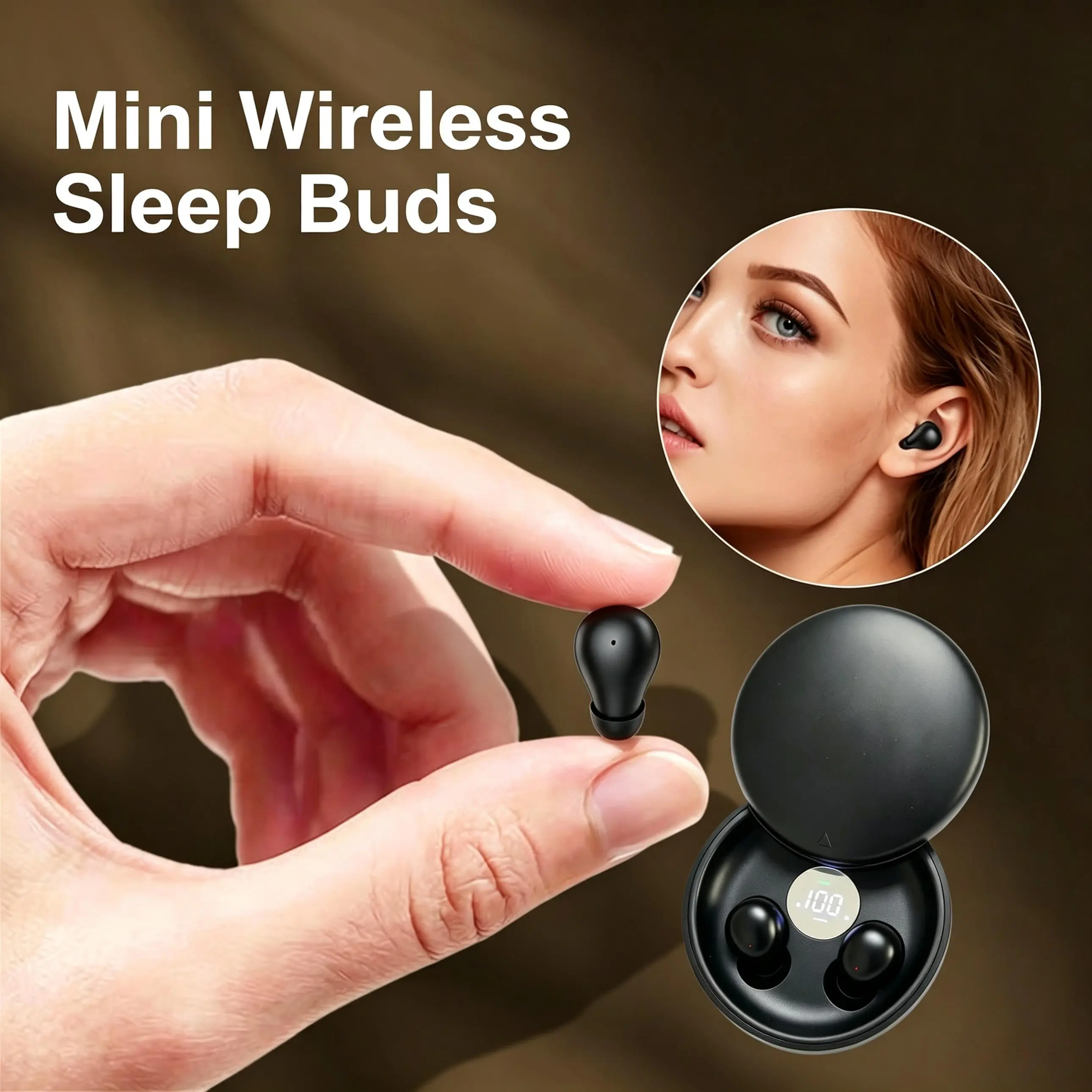 FLUFFDRIP SK26 wireless earbuds — Bluetooth sleep earbuds, portable charger, replacement silicone charging dock with audio connection, tech digital audio accessories #SummerWins #DealsForYouDays# in-ear design noise Black Chargeable