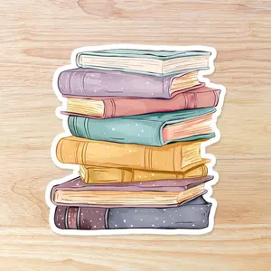 Book lovers sticker - stack of books