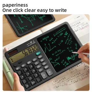 Desktop Calculator with Memo Notebook, 8 Inch, 12 Digit Large Buttons, Magnetic Touch Pen, Silent Portable for Home School Office