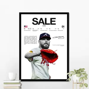 Chris Sale Atlanta Baseball Poster | Hardline Series Wall Art | Aesthetic Game Day Decor | Sports Fan Gift