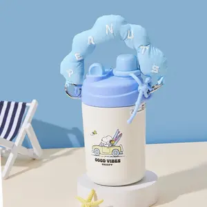 MINISO Snoopy Ocean Adventure Handle Straw Insulated 500mL Travel Mug – Keep Hot & Cold, Stylish & Durable, Perfect for On-the-Go