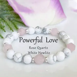 Boho Howlite & Rose Quartz Gemstone Bracelet, Love, Compassion, Anxiety Relief Bracelet, Healing Crystals Mala Bracelet For Calming, Stress Relief