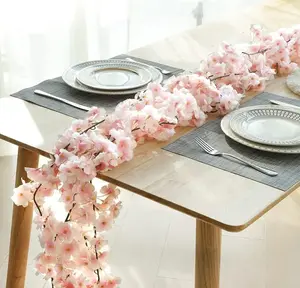 4PCS Artificial Cherry Blossom Hanging Vines - 70.9in Faux Sakura Silk Flowers, Realistic Pink Hanging Plants for Wedding Party, Indoor Outdoor Home Decor