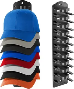 Hat Organizer for Baseball Caps - Wall Holder with Adhesive Hangers, 1 Pack for Organizing 10 Baseball Caps, Durable Plastic Storage Organizer