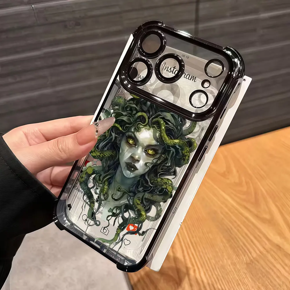 Phone Case - Medusa Art Phone Case with Giant Snakehead, Gothic Retro Fantasy Style Design, Ideal Holiday Gift, Suitable for iPhone 17/16/15/14/13/12/11/Pro/ProMax/Plus/Air/X/XS MAX Series, Birthday Gift, Holiday Gift, Couple Phone Case