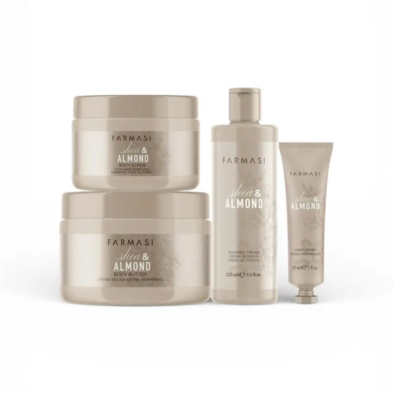 Shea & Almond Dream Glow Set with Shea Butter Shower Cream Almond Body Scrub & Hand Cream for Soft Glowing Skin