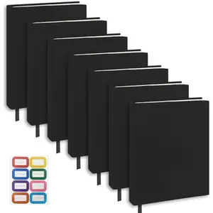 Black Book Covers 7 Pack, 9x11 Inch  Stretchable Book Sox for  Hardcover Books, Up to 10"X12.5" Washable,  Protective Covers for Textbooks