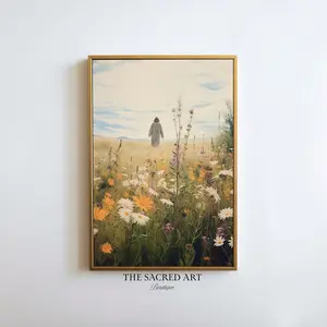 Jesus Leaves The 99, Autumn Wildflower, Lost Sheep, Good Shepherd, Watercolor Paint, Art, Religious Gift, Home Decor, Bible Verse